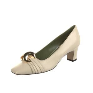 Gucci Half Moon GG Malaga Gold Cream Off Vtg White Leather